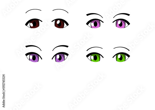 2d anime manga woman colourful eyes