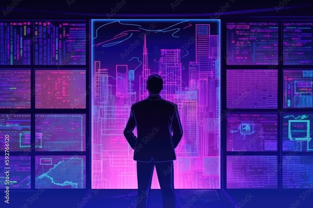 knowledge of computer technology network connection, huge data ...