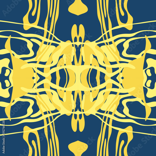 Traditional Ukrainian colors are yellow and blue. Abstract background with wavy relief lines. The beauty of natural relief lines in colorful horizontal lines. Wavy pattern of stripes of different thic