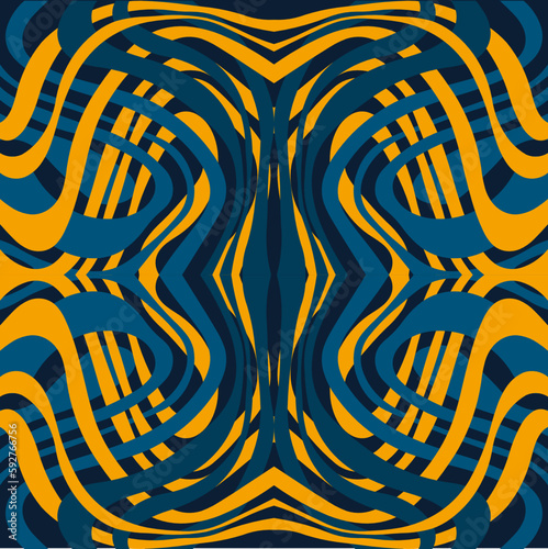 Traditional Ukrainian colors are yellow and blue. Abstract background with wavy relief lines. The beauty of natural relief lines in colorful horizontal lines. Wavy pattern of stripes of different thic