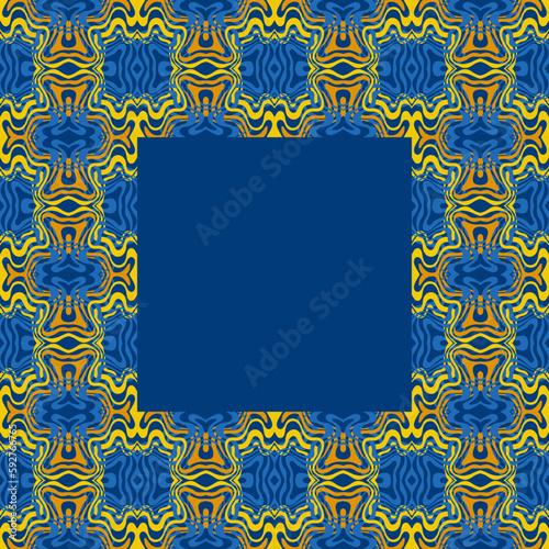 Traditional Ukrainian colors are yellow and blue. Abstract background with wavy relief lines. The beauty of natural relief lines in colorful horizontal lines. Wavy pattern of stripes of different thic