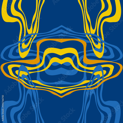 Traditional Ukrainian colors are yellow and blue. Abstract background with wavy relief lines. The beauty of natural relief lines in colorful horizontal lines. Wavy pattern of stripes of different thic