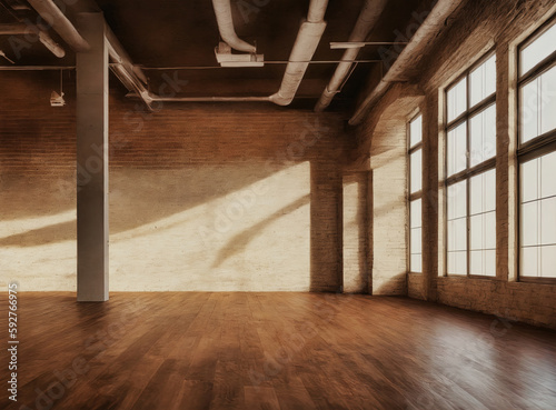 Empty warehouse wall or commercial area, industrial background photo