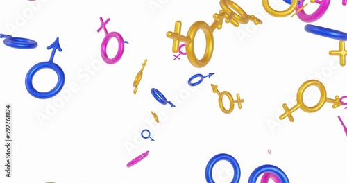 Symbols of gender. Seamless cyclic animated 4K background from symbols of gender against a white background. 4K seamless looping videos photo