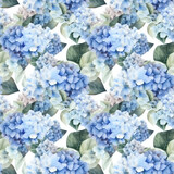 Hydrangea - Seamless Floral Print - Seamless Watercolor Pattern Flowers - perfect for wrappers, wallpapers, postcards, greeting cards, wedding invitations, romantic events.