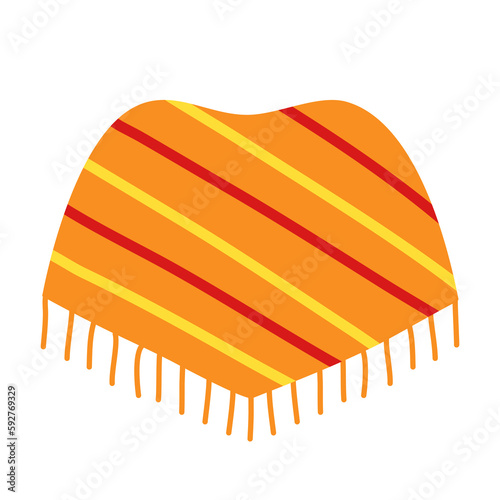 Cartoon Mexican poncho or serape, traditional clothes of Mexico, doodle style vector