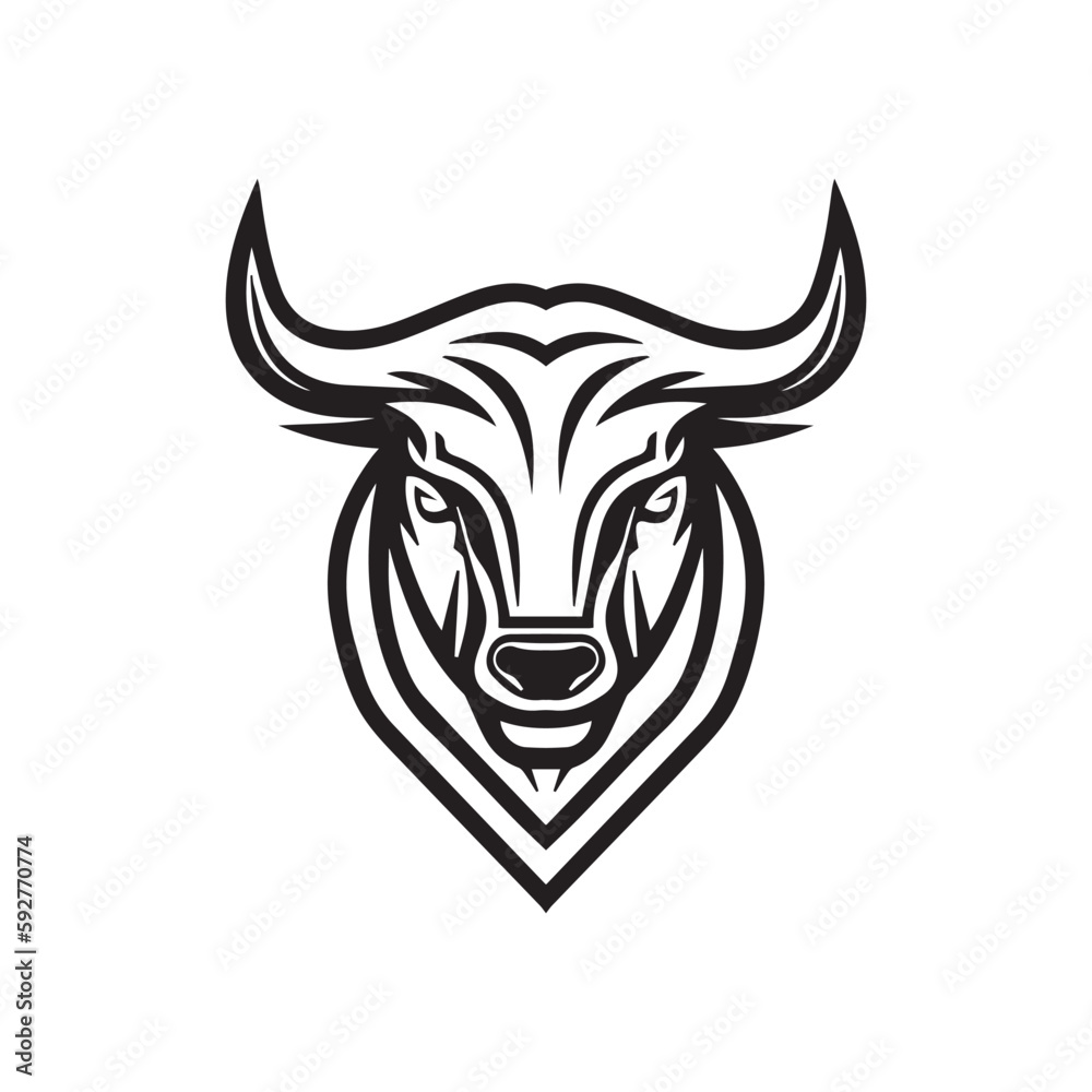 A minimalistic abstract bull head logo in a simple art style.