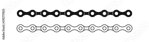 Bike chain icon. Bicycle link gear symbol. Motorcycle signs. Cycle symbols. Chain machine icons. Black color. Vector sign.