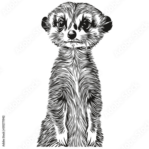 Vintage engrave isolated Meerkat illustration cut ink sketch Meerkats