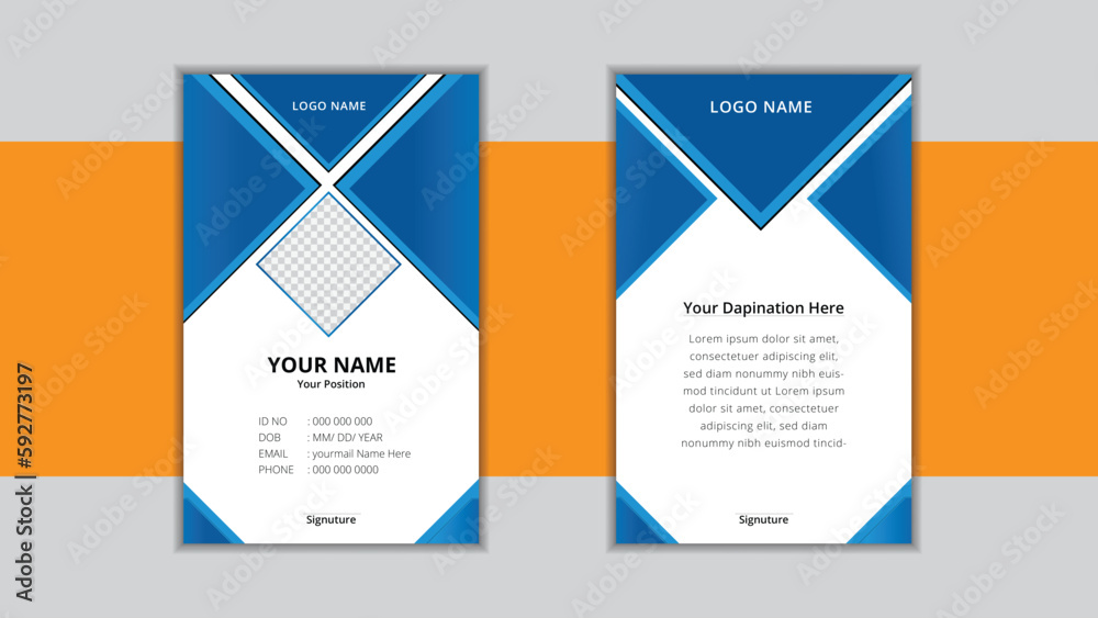 Professional corporate id card template, agency id card design easily editable file 