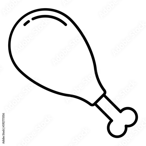 Chicken Leg Thin Line Icon