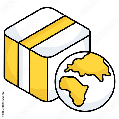 A flat design icon of global parcel  