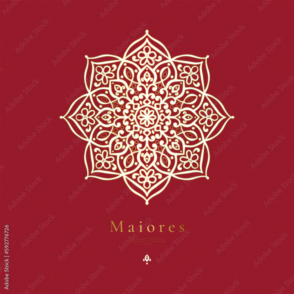Luxury pattern on a red background. Vector mandala template. Golden design elements. Traditional Turkish, Indian motifs. Great for fabric and textile, wallpaper, packaging or any desired idea. Luxury pattern on a red background. Vector mandala template. Golden design elements. Traditional Turkish, Indian motifs. Great for fabric and textile, wallpaper, packaging or any desired idea.