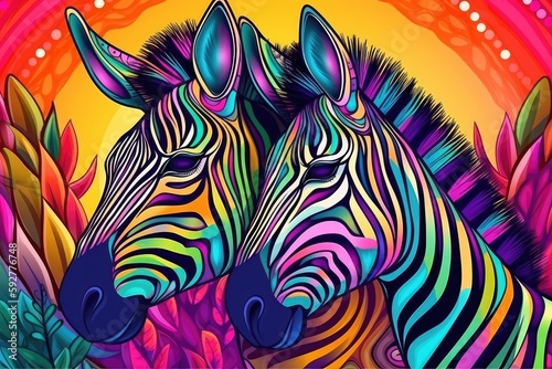 African animal pattern in watercolor with a smooth zebra effect. Generative AI