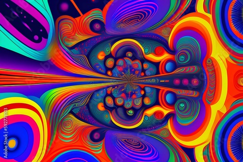 Psychedelic Space Illustration, Background , galaxy travel - generative ai
