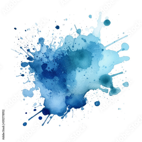 Blue watercolor splash. Illustration AI Generative.