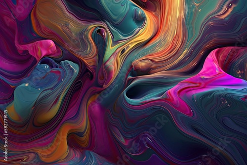 Liquid Art: Flowing Organic Background Texture with Melting Swirling Colours and Sculpted Graphics. Generative AI