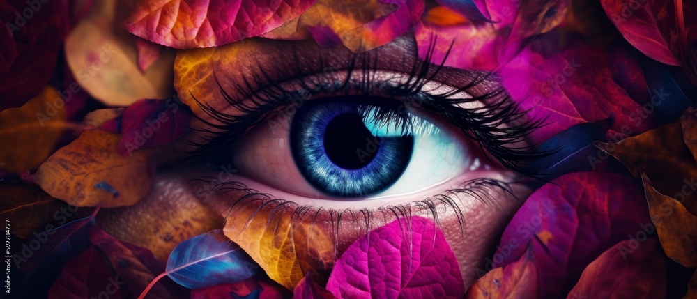 Colored eyes, autumn concept. Generative AI