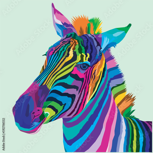colorful zebra isolated on white background