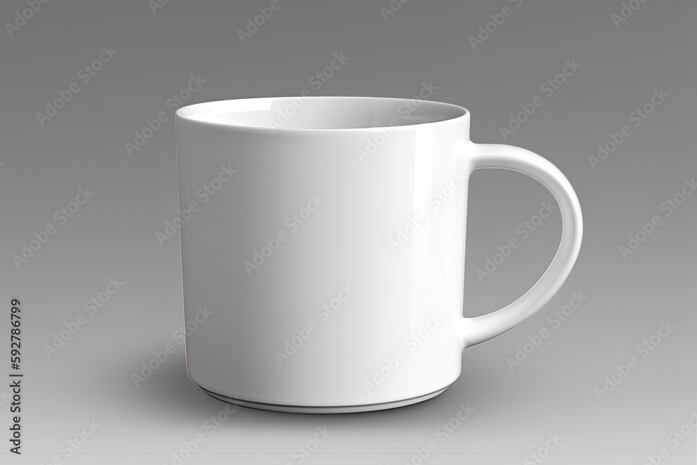 white coffee cup on a neutral gray background. Generative AI white coffee cup on a neutral gray background. Generative AI