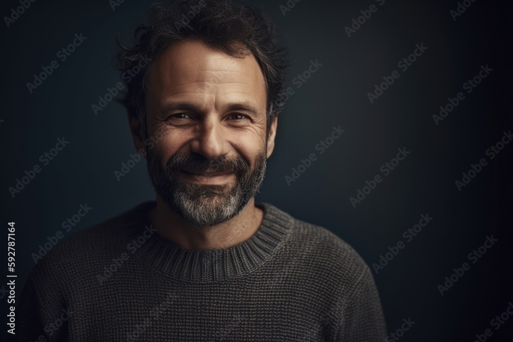Portrait of a handsome middle-aged man with a beard on a dark background Portrait of a handsome middle-aged man with a beard on a dark background