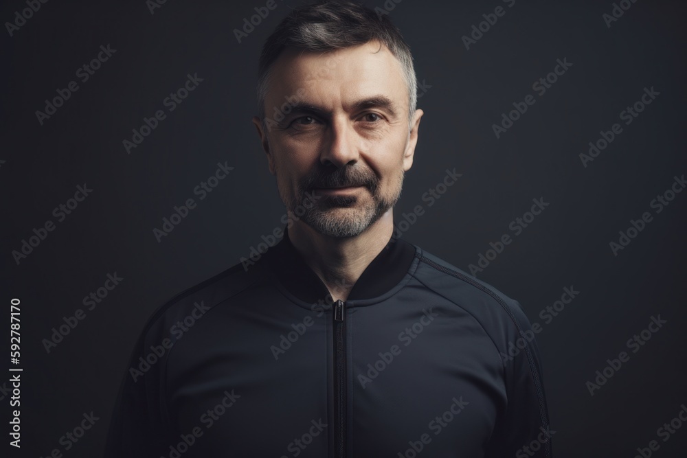 Portrait of a man in sportswear on a dark background