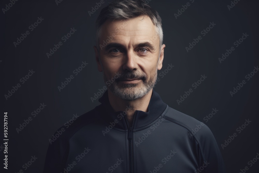 Portrait of handsome middle-aged man in sportswear.