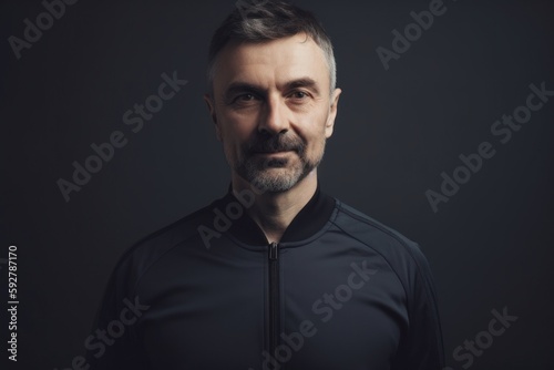 Portrait of a man in sportswear on a dark background