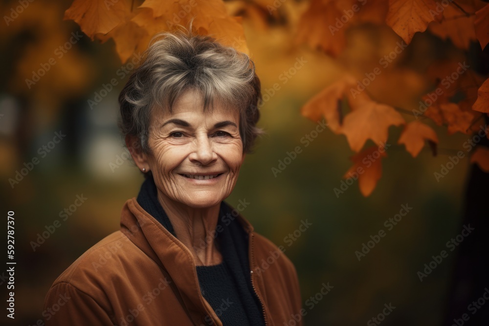 Portrait of a smiling senior woman in autumn park. Outdoor. Portrait of a smiling senior woman in autumn park. Outdoor.
