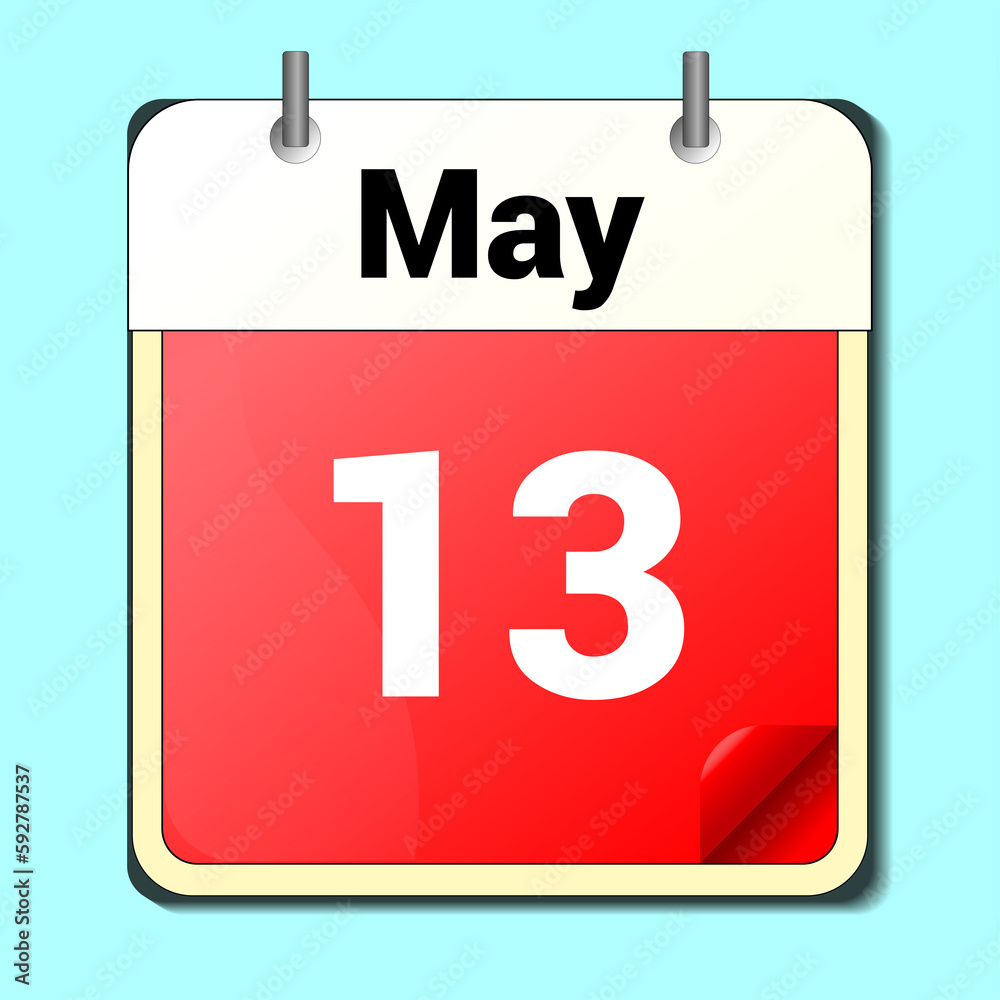day on the calendar, vector image format, May 13. day on the calendar, vector image format, May 13.