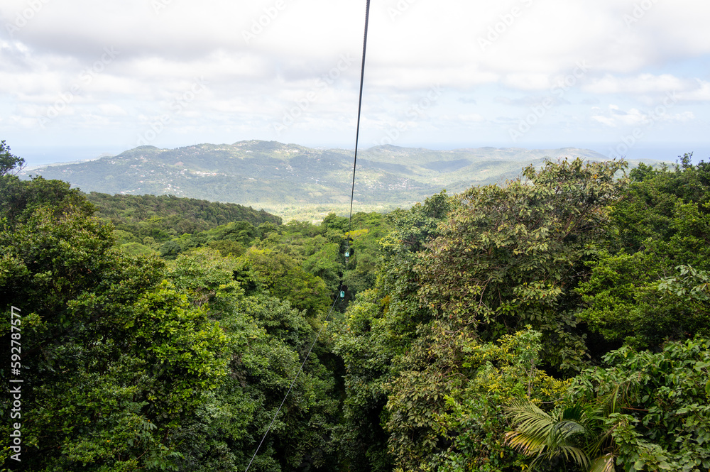 Beautiful view from a Aerial tram in St Lucia