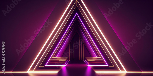 neon light with light triangles Generative AI