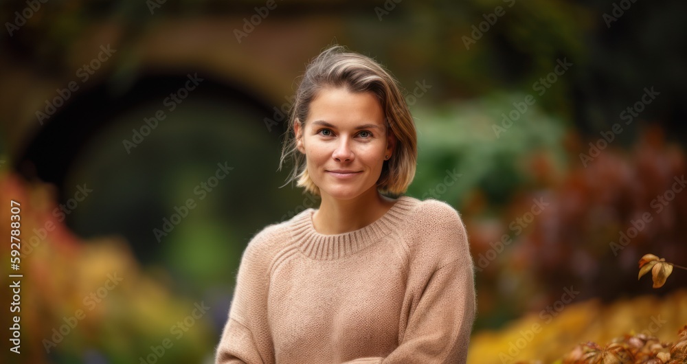 Portrait of a beautiful young woman in the autumn park. Outdoor. Portrait of a beautiful young woman in the autumn park. Outdoor.
