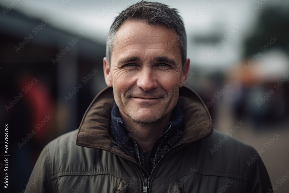 Portrait of a handsome middle-aged man in a jacket. Portrait of a handsome middle-aged man in a jacket.