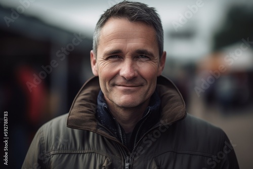 Portrait of a handsome middle-aged man in a jacket.