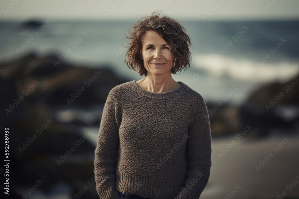 Portrait of a beautiful middle-aged woman on the beach. Portrait of a beautiful middle-aged woman on the beach.