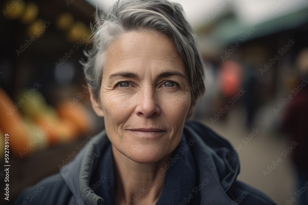Portrait of senior woman looking at camera while standing in the market Portrait of senior woman looking at camera while standing in the market