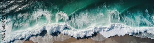 Beautiful ocean waves, top view. Generative AI © ColdFire