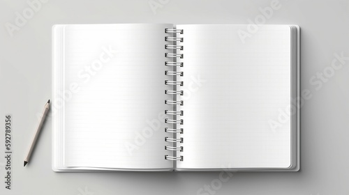 blank notebook isolated on white background generated by AI