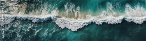 Beautiful ocean waves, top view. Generative AI © ColdFire