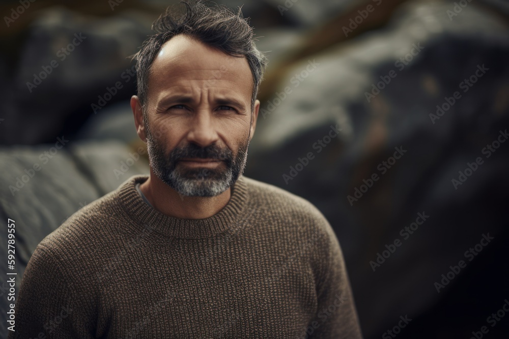 Portrait of a middle-aged man in a knitted sweater Portrait of a middle-aged man in a knitted sweater