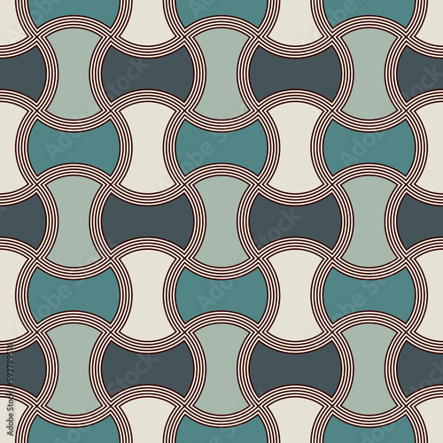 Apple core quilts texture. Bow tie motif. Seamless surface pattern design with interlocking axehead figures.