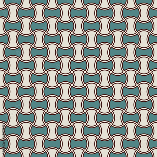 Apple core quilts texture. Bow tie motif. Seamless surface pattern design with interlocking axehead figures.