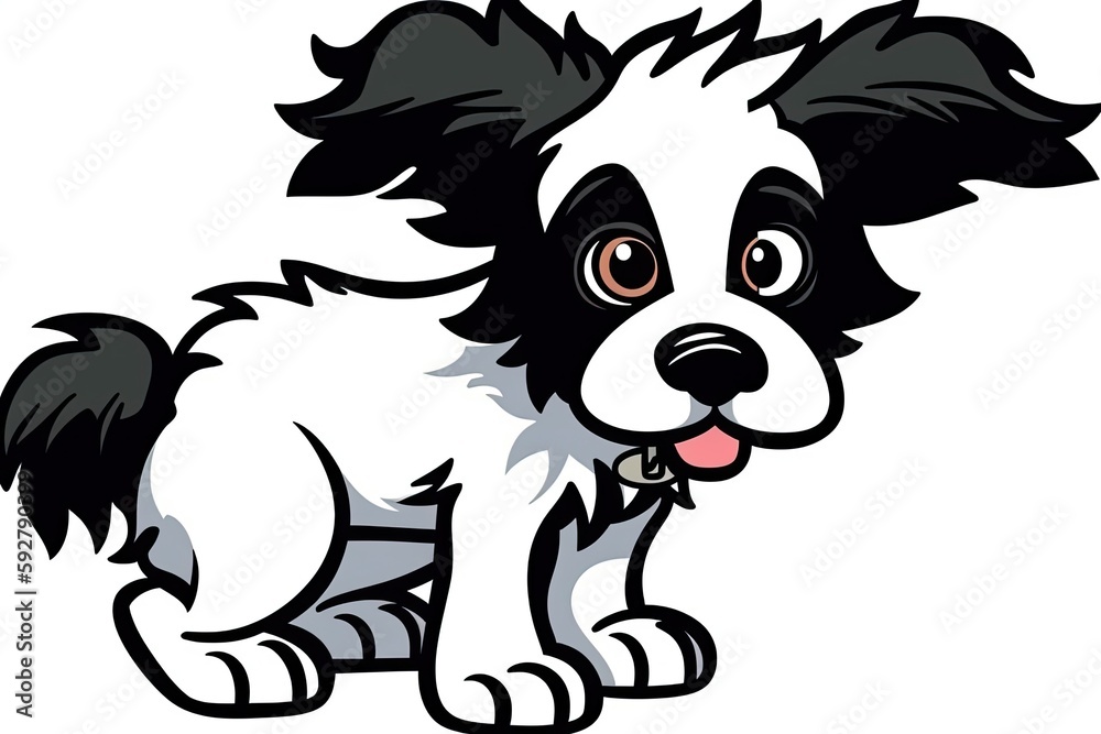 happy black and white dog sitting with its tongue out. Generative AI happy black and white dog sitting with its tongue out. Generative AI