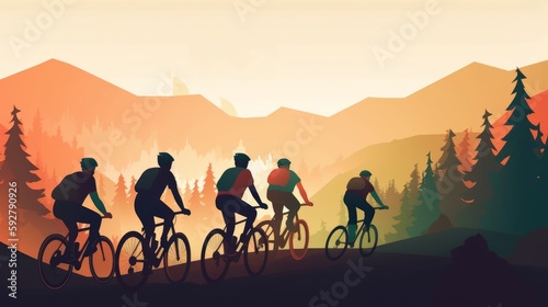 Tour de France  bicycle race  sport  vector illustration. Generative AI