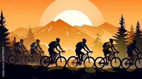 Tour de France, bicycle race, sport, vector illustration. Generative AI