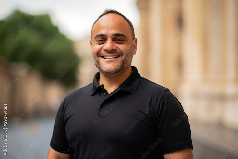 Portrait of a handsome Hispanic man in a black polo shirt Portrait of a handsome Hispanic man in a black polo shirt