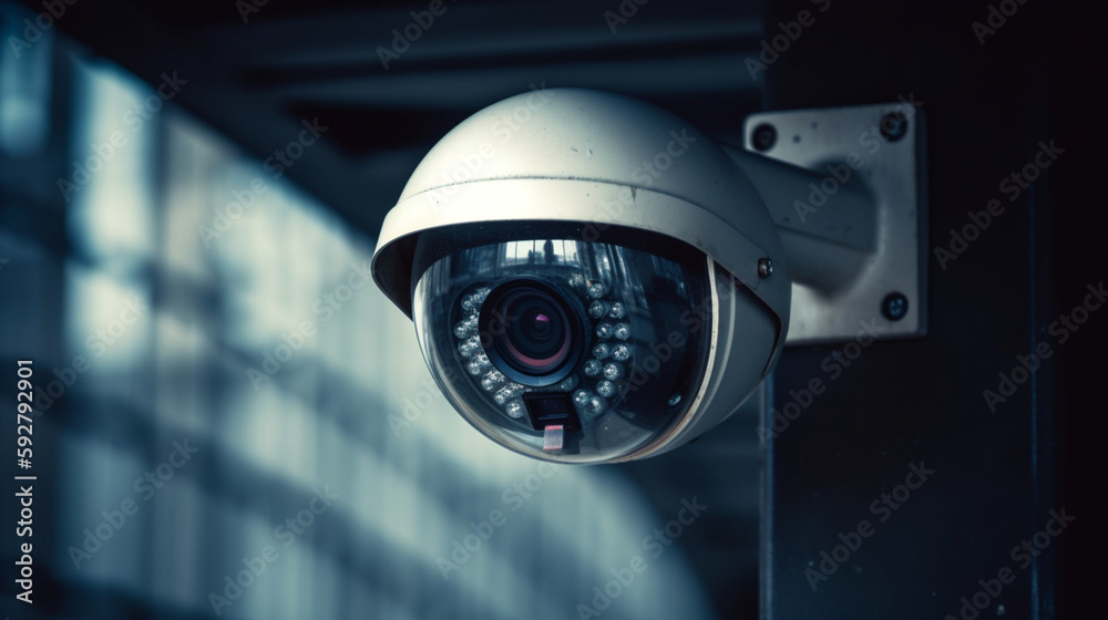 Modern security camera close-up view Generative AI Modern security camera close-up view Generative AI