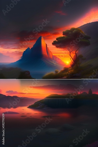 sunset mountains