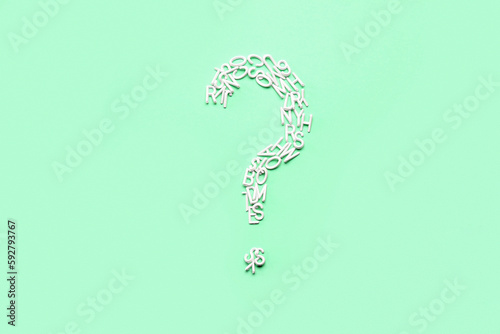 Question mark made of lette...
